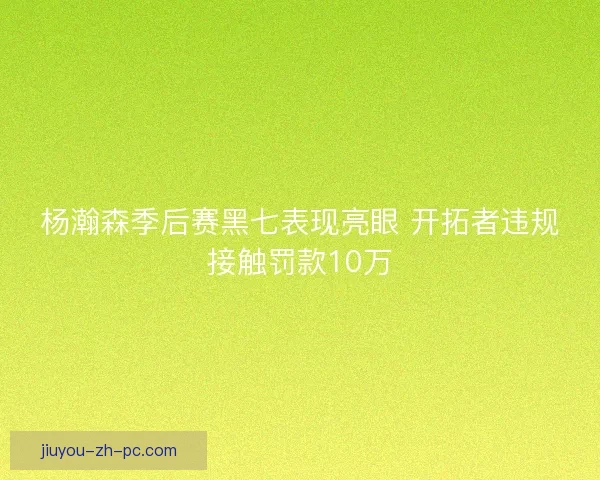 杨瀚森季后赛黑七表现亮眼 开拓者违规接触罚款10万