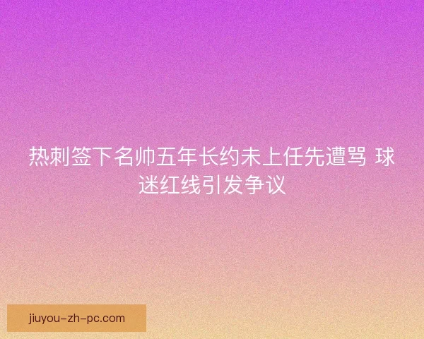 热刺签下名帅五年长约未上任先遭骂 球迷红线引发争议
