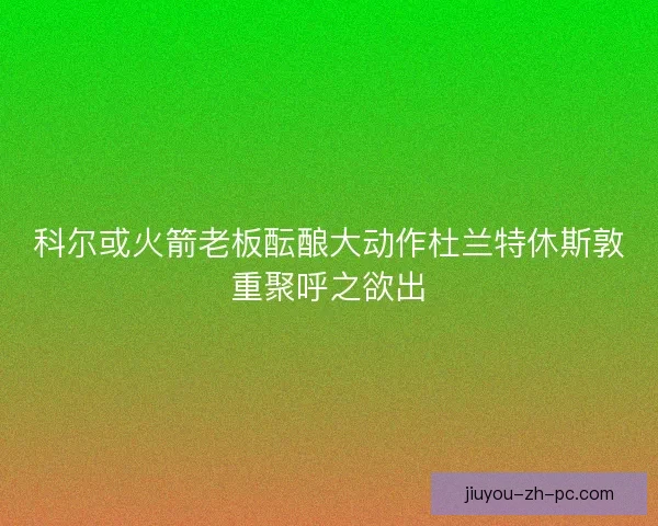 科尔或火箭老板酝酿大动作杜兰特休斯敦重聚呼之欲出